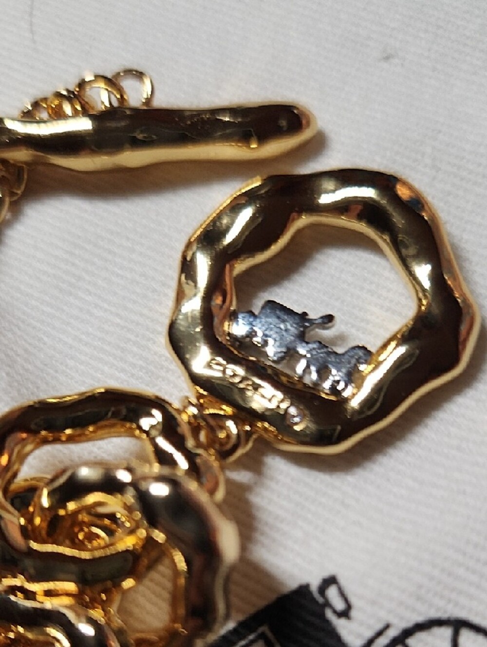 Coach Gold-Tone Chunky Link Bracelet with Dangle Charm - Picture 6 of 11
